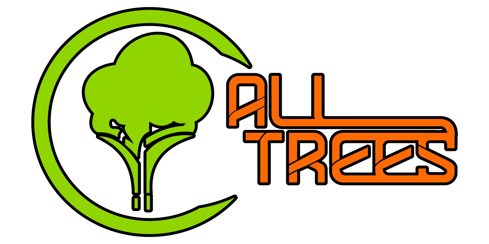 All Trees logo: a green tree inside a C-shaped ring beside the orange words ALL TREES